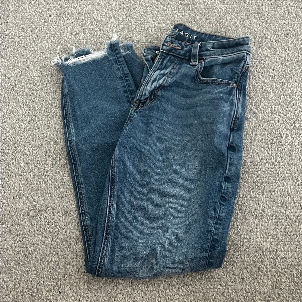 American Eagle Outfitters Distressed Blue Ankle Jeans